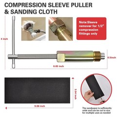 6-Piece Plumbing Tool Set, Angle Stop Wrench, Compression Sleeve Puller, Sandpap