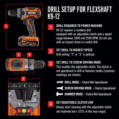 K9-12 Flexshaft Wall-To-Wall Drain Cleaner, 1/4 In. X 30 Ft. Cleans 1-1/4 In. to