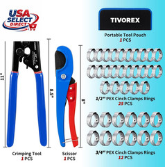 PEX Crimping Tool Kit 2 in 1 Ratchet with Cutter & Clamps