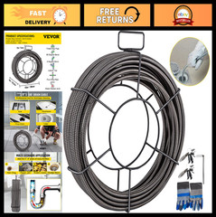 100FT Drain Cleaning Cable 3/8&Prime; Solid Steel Sewer Auger with 4 Cutters for Pipes