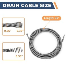 Spin Cable Replacement for Ridgid Auto-Spin Drain Snake, 1/4&Prime; x 30&prime; Snake Cable