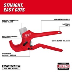 Milwaukee 48-22-4220 1-5/8 in Ratcheting PVC Pipe Cutter Stainless Blade