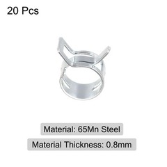 Spring Hose Clamp, 20pcs 65Mn Steel 13mm Low Pressure Air Clip, Zinc Plated