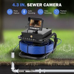 4.3&Prime; 66FT Sewer Pipe Inspection Camera 23MM Drain Pipeline Meter Counter 32GB