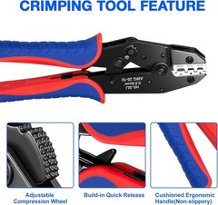 Heavy Duty Wire Crimper Set with 6 Replaceable Dies, Ratcheting Tool for Crimpin