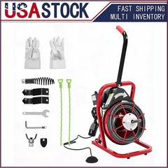 Drain Cleaner Machine 75FT x 3/8 Inch Sewer Snake Auger for 1 to 4 Inch Pipes