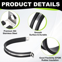 20pcs 2-5/8 Inch Stainless Steel Cable Clamp Set Conduit Wire Holder Strap Clip