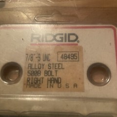 New RIDGID 500B 48495 RH 7/8&Prime;-9 UNC HS Bolt Dies Set RIGHT HAND NOS