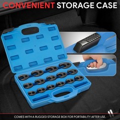 [15Pcs] 1/2&Prime; & 3/8&Prime; Drive Metric Crows Foot Crowfoot Wrench Set 8-24mm w/ Case
