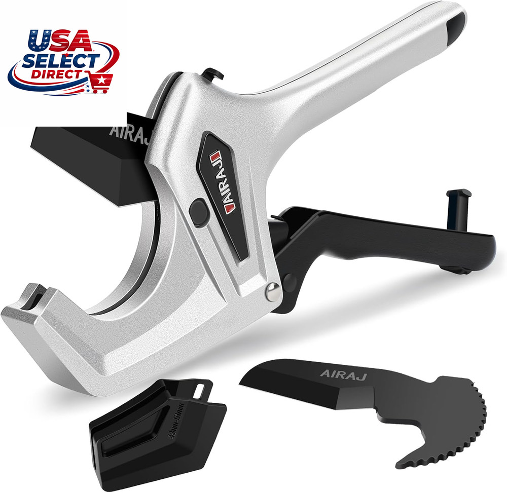 Heavy Duty Ratchet PVC Pipe Cutter Cuts Up to 3 Inches with Spare Blade