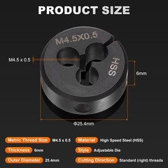 HSS M4.5 x 0.5 Metric Machine Thread Round Die Right Hand High Speed Steel