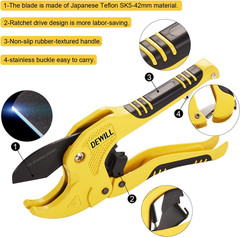 Ratchet-Type Pipe and PVC Cutter, One-Hand Fast Pipe Cutting Tool, for Cutting1-