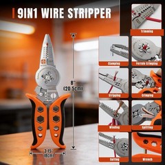 8&Prime; Multi-Function Wire Stripper Tool &ndash; 8-in-1 Electrician Pliers with Crimping,
