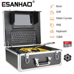 1000TVL 20M Sewer Inspection Camera DVR Meter Counter Keyboard Input 9&Prime; Monitor