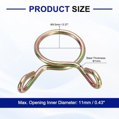 Fuel Line Hose Clips, 30Pcs 9.5mm Zinc Plated 65Mn Steel Tubing Spring Clamps