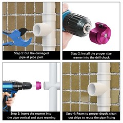 4 Pcs PVC Pipe Reamer Kit &ndash; Socket Saver Set for Plumbing, 1.5&Prime;-4&Prime; Tools, Fits 1