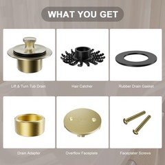 Brushed Gold Tub Drain Stopper Bathtub Drain, Hair