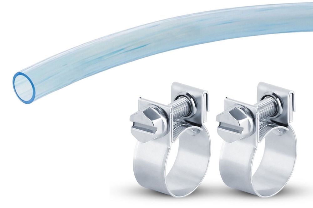 1x Metre 5.0 &ndash; 7.0mm PVC Fuel Hose Water Hose (2x W1 Clamp 6 x 8mm)