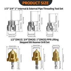 6 Pcs Internal External PVC Pipe Threader Reaming Tool Kit Plumbing Tool