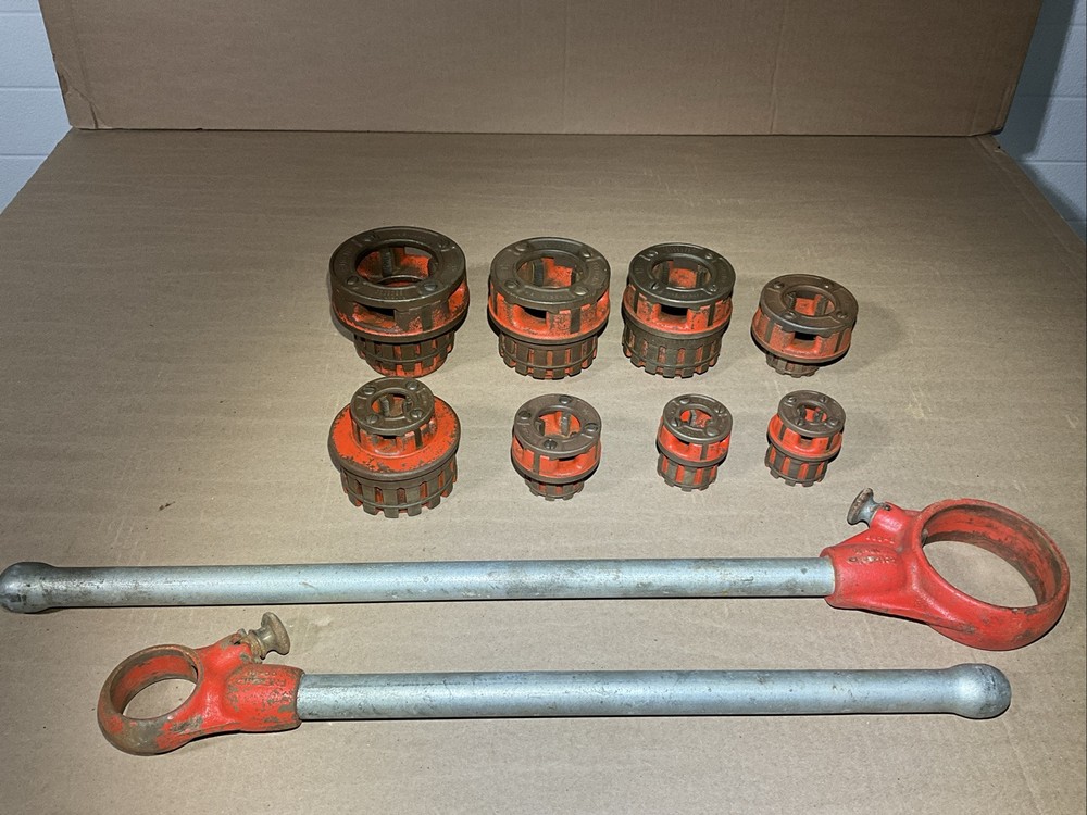 Ridgid 12R manual pipe threader Set 1/4-2&Prime; NPT & 00R with Ratchets 10 pieces ￼