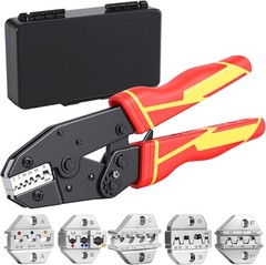 6PCS Ratcheting Wire Crimper Set for Heat Shrink, Insulated Nylon & Ferrule Term