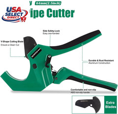 Ratchet PVC Pipe Cutter 64mm for 2&Prime; Sch 40 PVC &ndash; Extra Blade Included