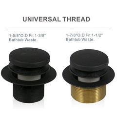 Black Tub Drain Tip-Toe Trim Set Conversion Kit Assembly, Hidrop