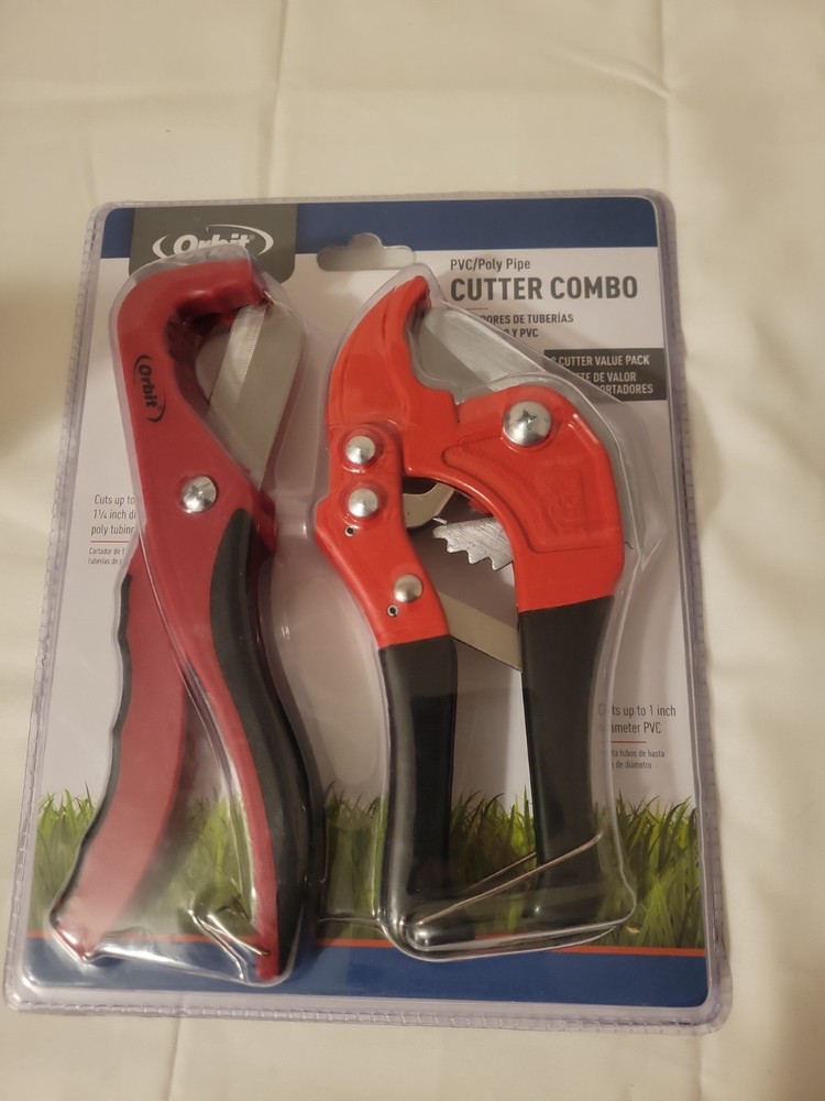 Orbit PVC/Poly Pipe Cutter Combo Set 2 Cutter Value Pack Red Cuts 1, 1-1/4in