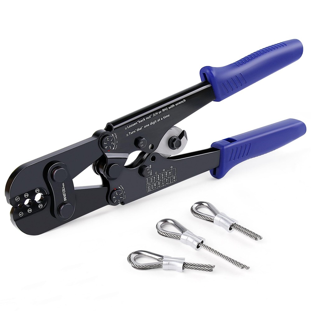 Yangoutool Wire Rope Cutting and Crimping Tool Sheet Metal Crimper Blue