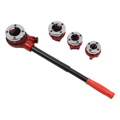 Portable Pipe Threader Set with Case 4 Hinge Plate Heads Pipe Threading Tool Set