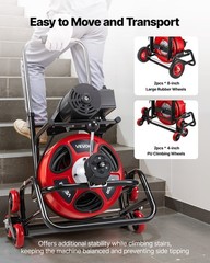 VEVOR Drain Cleaner Machine 75 FT x 1/2 Inch Auto Feed Sewer Auger 8 Cutters