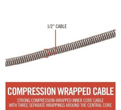 59802 K-6DH Hybrid Snake Auger with 6&prime; Heavy-Duty Drop Head Tri-Wrap Cable, M&hellip;