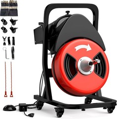 50FT x 1/2&Prime; Electric Drain Auger Machine Cleaner for 2&Prime;-4&Prime; Sewer Pipes