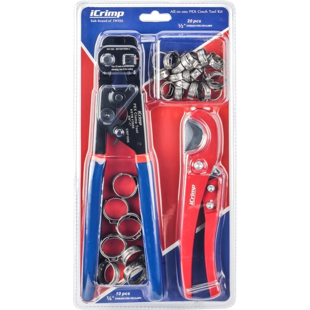 Plumbing PEX Clamps Tool Kit Stainless Steel Pipe Connector with Cutter