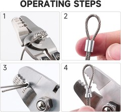 Up to 2.2mm Wire Rope Crimping Tool Kit, 99FT Stainless Steel Wire Rope (3 Sizes