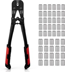 Crimping Tool Kit for Wire Rope, Swagging Copper and Aluminum Oval Sleeves, 3/64