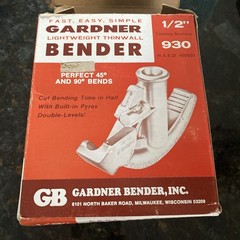 Gardner No. 930 Pipe Conduit Bender &ndash; 1/2&rdquo; Thin Wall with Double Levels