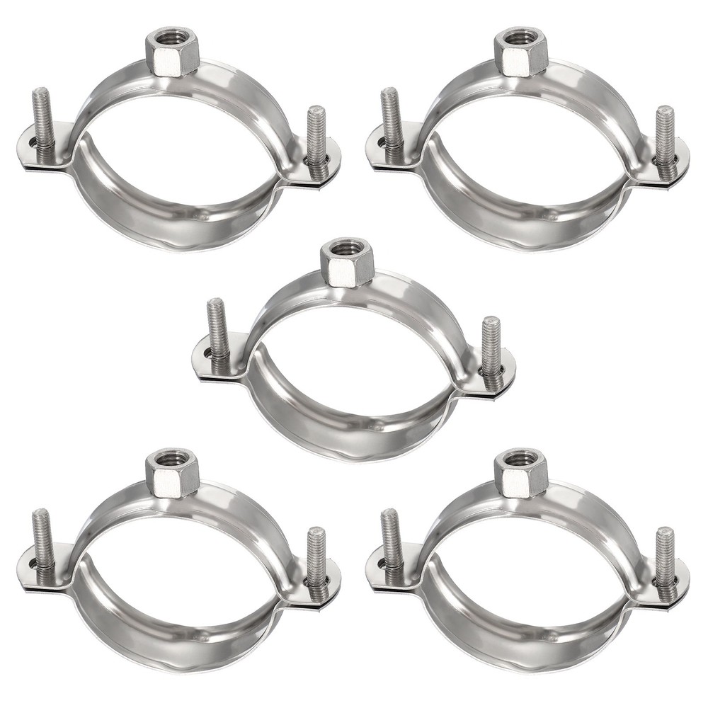 5pcs 201 Stainless Steel 2&Prime;/50mm Pipe Strap Clamp, Silver