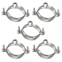 5pcs 201 Stainless Steel 2&Prime;/50mm Pipe Strap Clamp, Silver