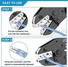 Plustool Crimping Tool for Non-Insulated Open Barrel Terminals & Receptacles AWG