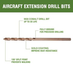 HLOFIZI 1/8 x 6 Inch Cobalt Long Drill Bits (6 Pack), Drilling for in