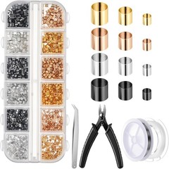 2200 Pieces Crimping Beads for Jewelry Making, Metal Crimp Tubes Tube Crimp Bead