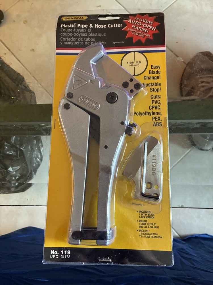 General 119 Ratchet Pipe Cutter for Plastic Pipe & Hose, 1/4&ndash;1-5/8 in