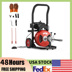 75FT x 1/2&Prime; Heavy Duty Auto Feed Electric Drain Cleaning Machine W/5Cutters Home