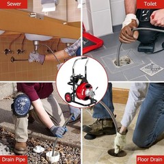 75Ft x 3/8Inch Electric Drain Auger Electric Drain Cleaning Machine Auto Feed