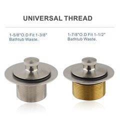 Brushed Nickel Tub Drain Lift &Turn Trim Set with Two-Hole