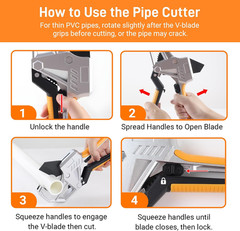 Ratchet PVC Pipe Cutter Heavy Duty, Cuts up to 2-1/2&Prime; (63Mm), Plastic Pipe Cutte