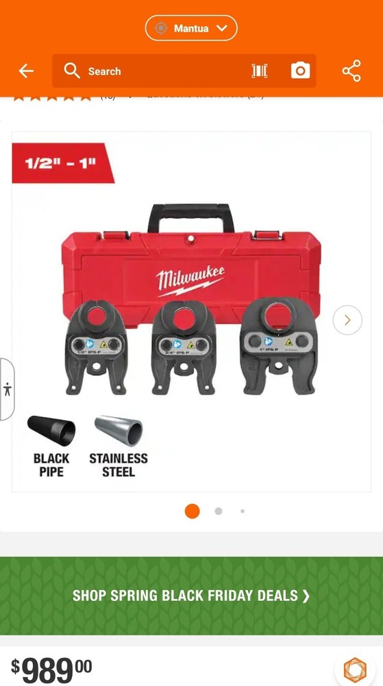 ⭐️NEW⭐️ Milwaukee M18 1/2 in.-1 in. Black Iron Press Tool Jaw Kit 49-16-2696