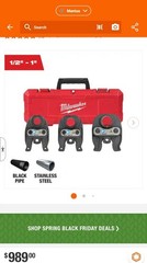 ⭐️NEW⭐️ Milwaukee M18 1/2 in.-1 in. Black Iron Press Tool Jaw Kit 49-16-2696