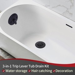 PRIMSOPH Trip Lever Overflow Faceplate Tub Drain Trim Kit with Matte Black